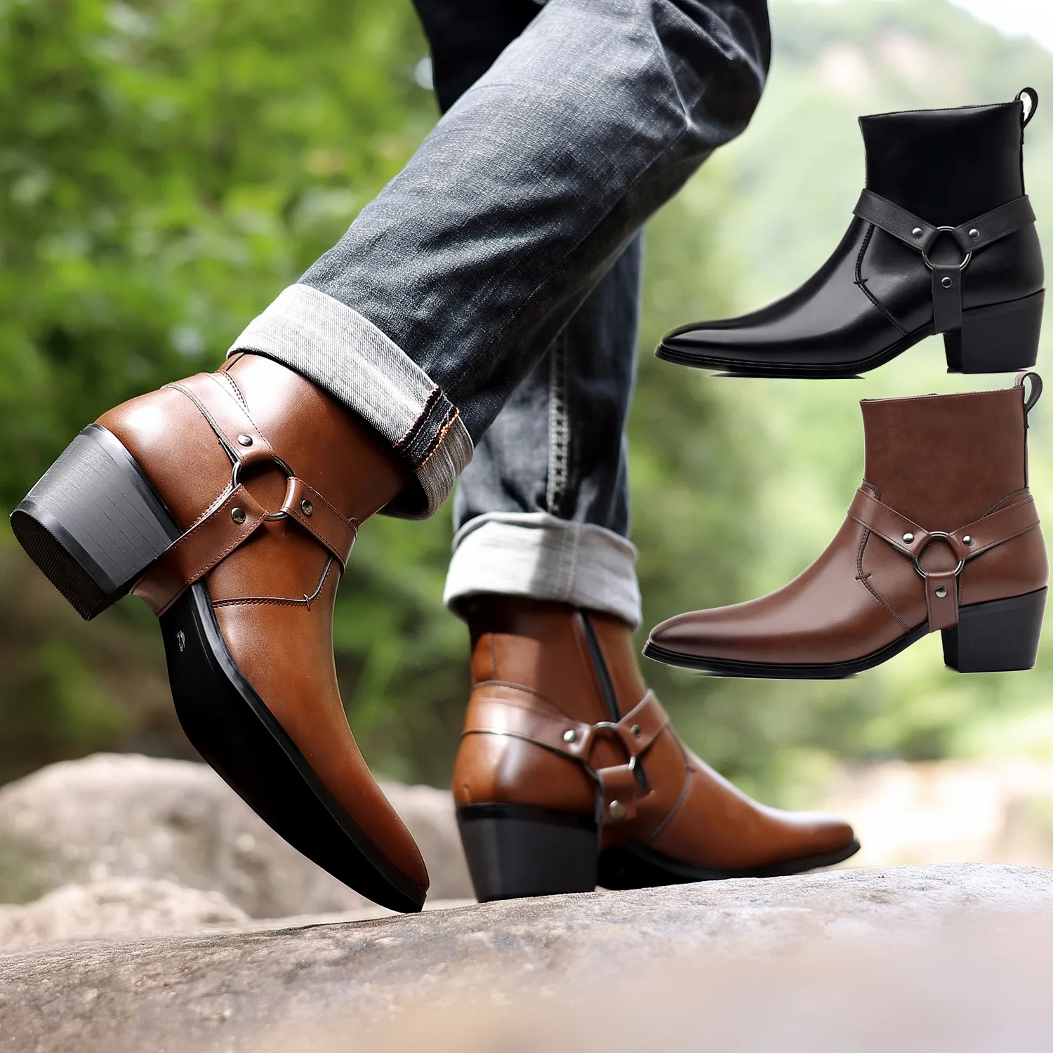 Men Formal Wear With Boots - Bottes de chevalier de Cowboy occidentales