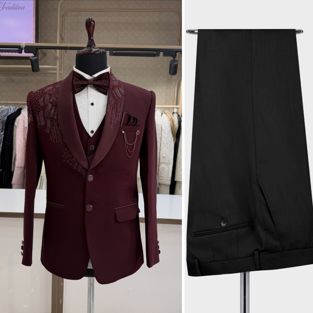 3 pièces de costumes de mariag - Men Formal Wear Modern avis et prix